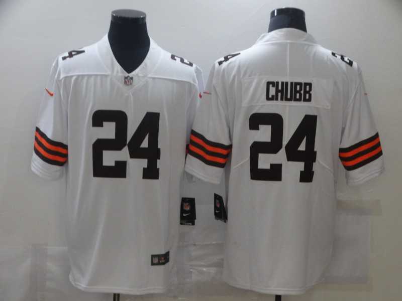 Men Cleveland Browns 24 Chubb White black Nike Limited Vapor Untouchable NFL Jerseys